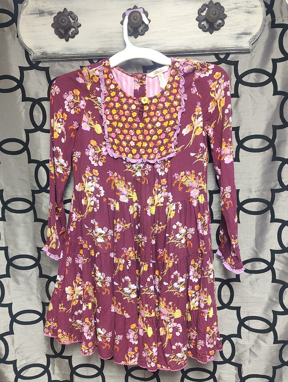 Matilda Jane Size 10 Twirl Me Floral Long-Sleeve Tiered Dress - Picture 1 of 7